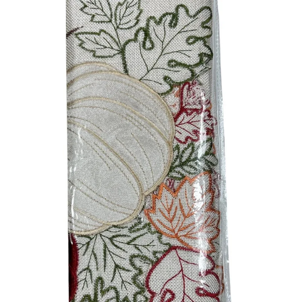 Elrene Fall Pumpkin Foliage Cutwork Embroidered Tablecloth 60 in x 102 in Oblong